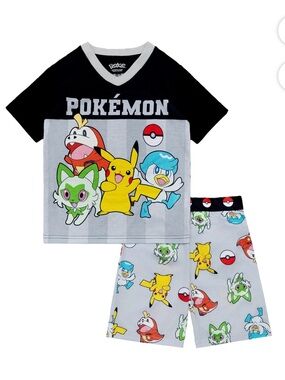 Pokémon Boys Black & Gray Pikachu Graphic Pajama Set NEW with tags